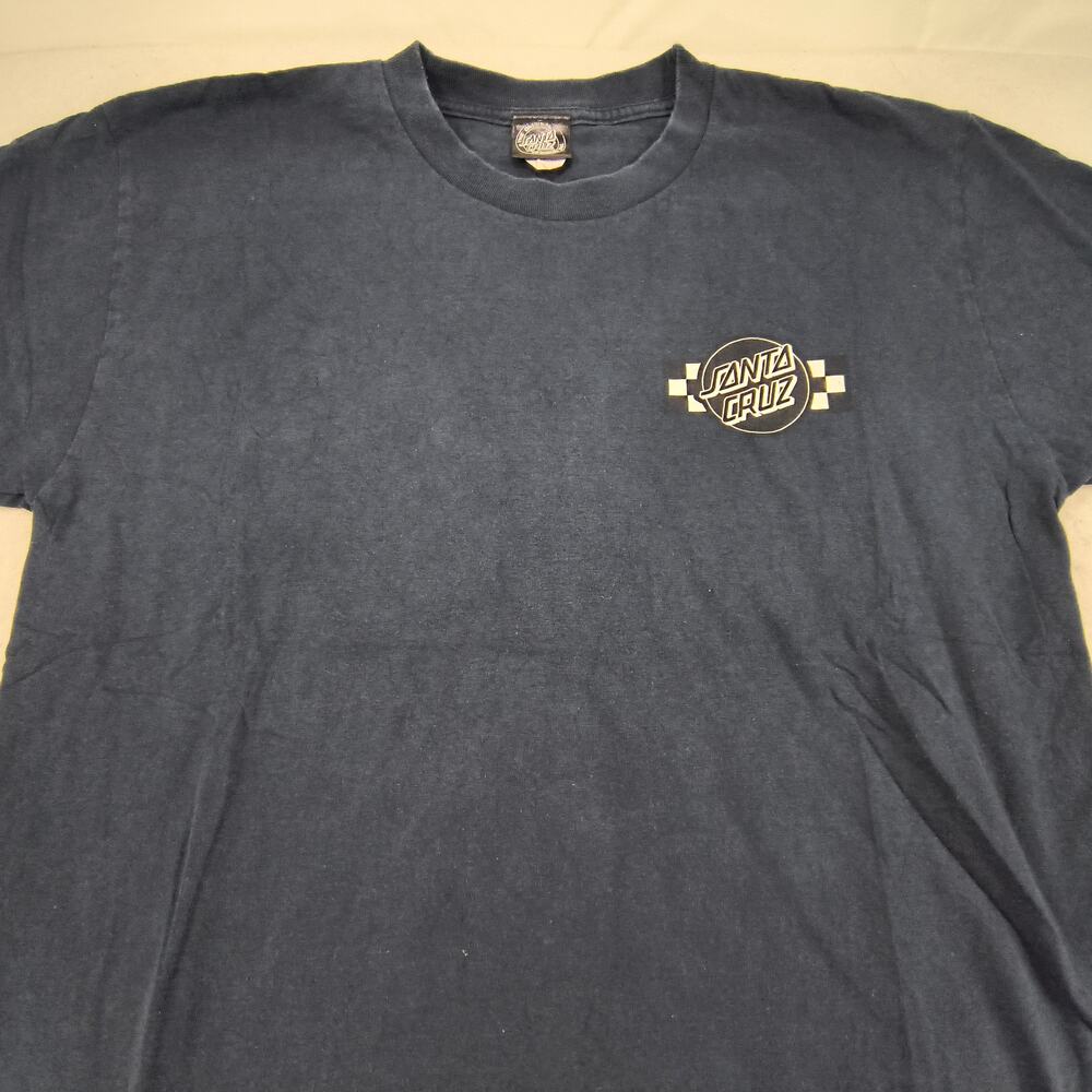 Santa Cruz Casual Crew Neck Short Sleeve Graphic Shirt Mens Size Large L Navy
